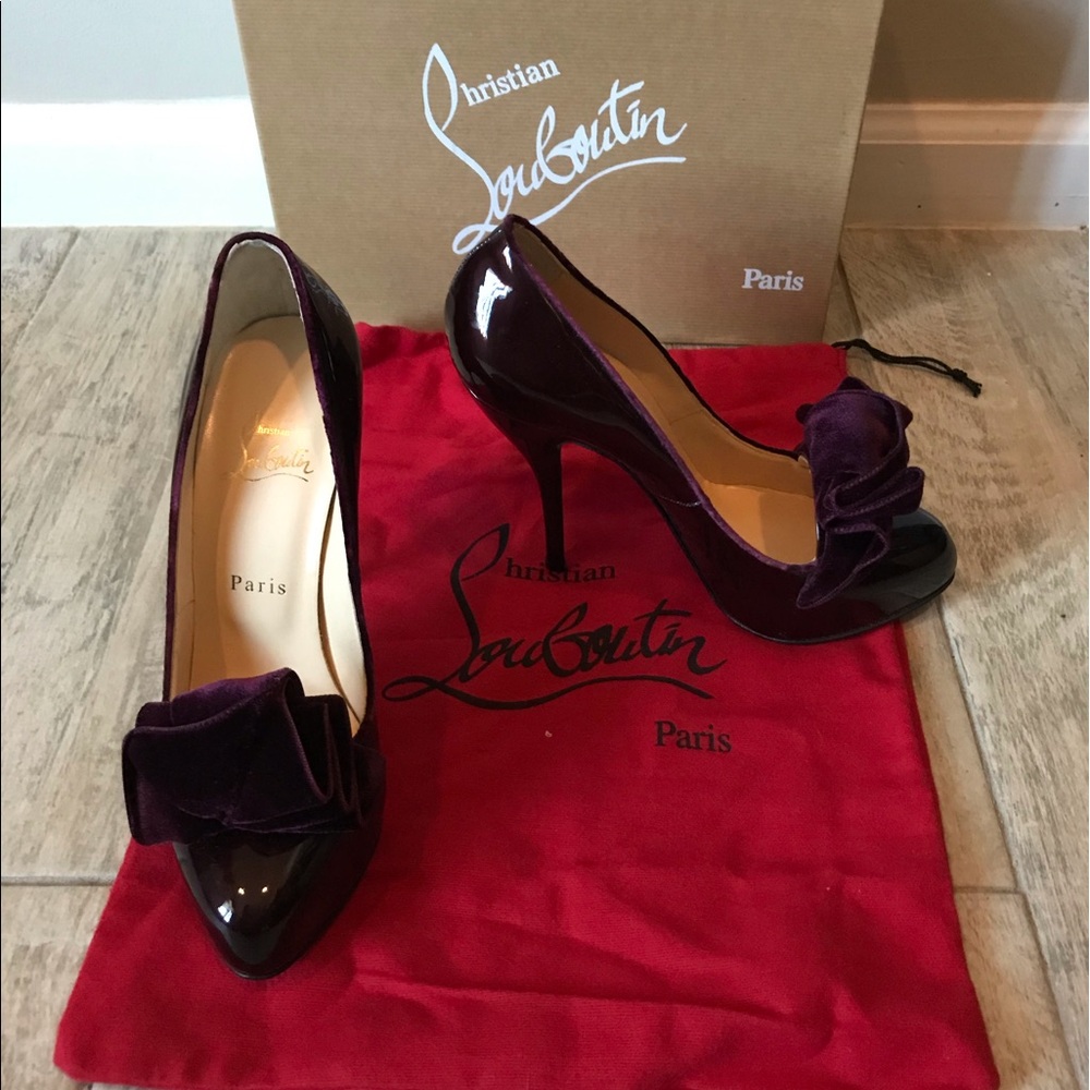 Christian Louboutin Lady Page Purple Velvet Pumps EU 38 US 7.5